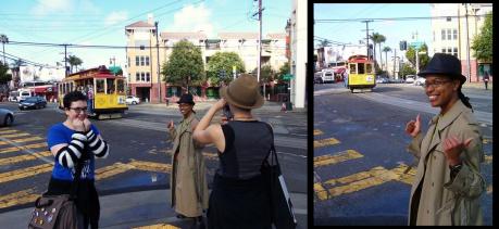 A photo of Tirzah taking a photo of me with a cable car, and the photo she took. Awesome x2.